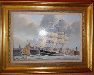 G. Peron Oil Painting in Fine Gilt Frame