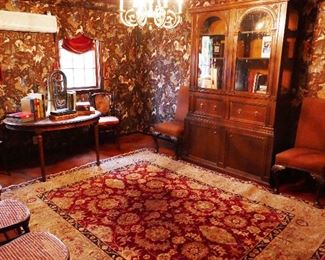 Fine Rug, Pr. Sitting Chairs, GREAT Converted Gun Cabinet that now works as Display
