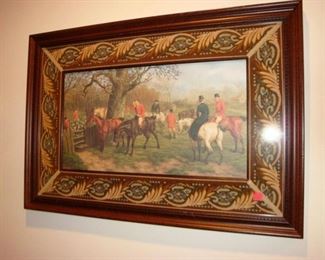 Framed picture of Fox hunters.