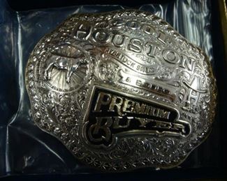 Houston Livestock & Rodeo Belt Buckle 2001 Premium Buyer