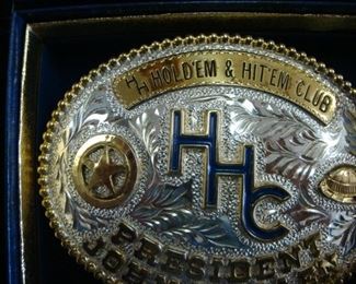 Houston Livestock & Rodeo Belt Buckle - "Hold'em & Hit'em Club"