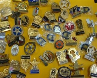 Houston Livestock & Rodeo Belt Buckle Committee Pins/Badges - many are numbered and date from 1980's - 2010's.