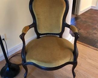 Gold velvet parlor chair