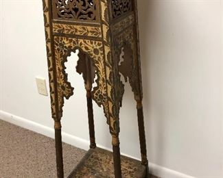 One of a pair of antique painted pedestal stand