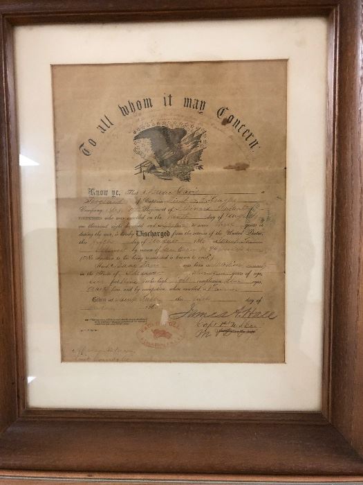 Civil War discharge papers 