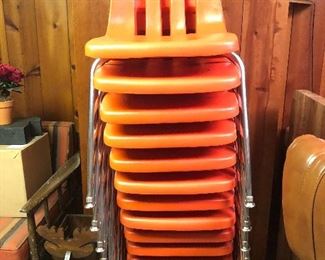 Mid-century molded stacking chairs