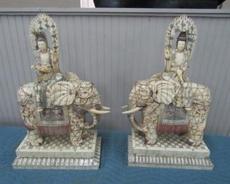 Pr. Bone Clad Kwan Yins Elephants 24"h