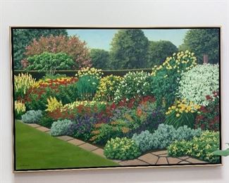 original artwork by K. Bleser:  "Summer Border at Tintinhull".    Purchased at Steinway Gallery, Eastgate, in 1998 for $1800.00