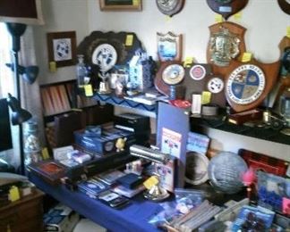 Military plaques, games, office supplies, etc.