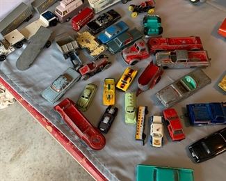 Many small metal toy cars and trucks