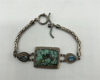 Native American  Turquoise and Silver Bracelet