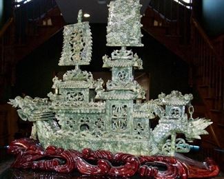 Chinese  jade dragon boat