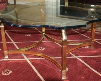 Gilt Hollywood regency-style coffee table