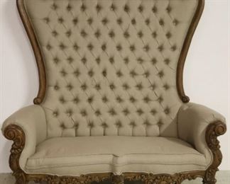 Fancy carved double high back settee