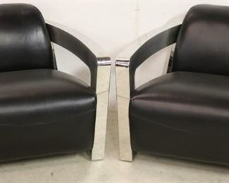 Pair Lazzaro leather bomber chairs