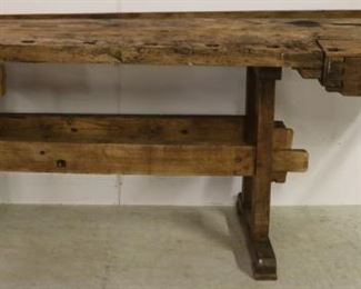 Primitive work table w/ vise