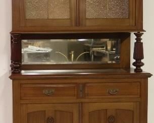 English leaded glass court cupboard