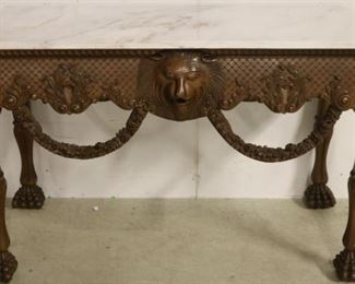 Fancy carved marble top console table