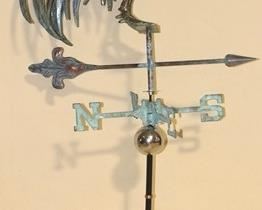 Crowing rooster weathervane
