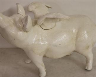 Iron flying pig bank