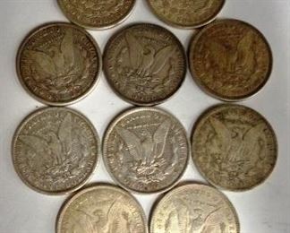 50 Morgan silver dollar coins