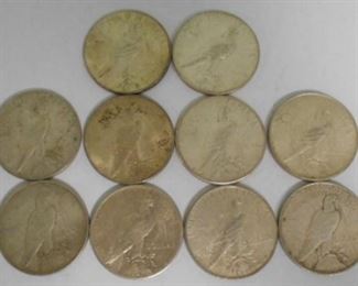 50 Peace silver dollar coins