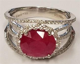 Platinum Ruby & diamond ring Appraised $19600