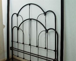 Early Cast Iron Headboard, Footboard and Rails with Cast Iron Drop-In Eyelet “Hitches”