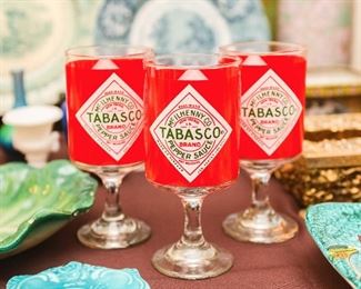 Collectible TABASCO PEPPER SAUCE Red Eye Blow Glass Goblets