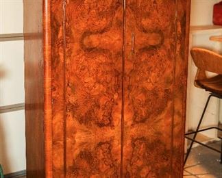 Antique Burled  Wood Chifferobe Wardrobe