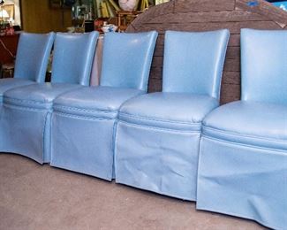 Vintage Naughahyde Dining Chairs with Skirts