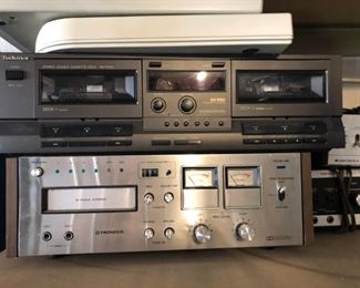 Technics Dual Cassette Player and Pioneer 8 Track Tape Player