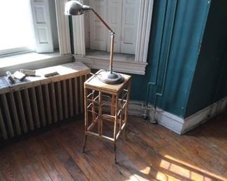 Bamboo end table with vintage lamp https://ctbids.com/#!/description/share/274675