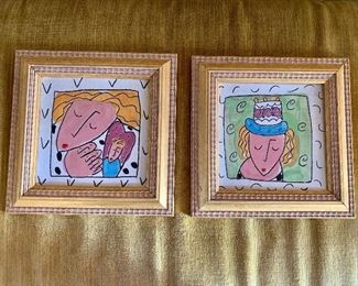 Painted/signed tiles