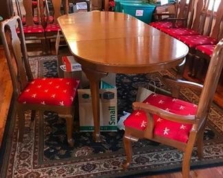 Wood (Philippine Mahogany) Dining Room Table and Eight Chairs