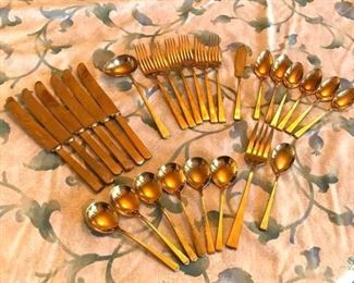 Set of Gold-Colored Flatware