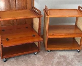 Two Matching Tea Carts on Casters