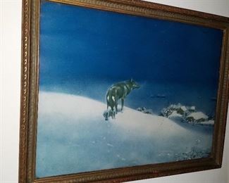 Lone Wolf vintage print in period frame from 1920's