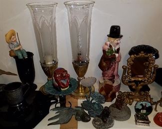Etched shade lamps, cast metal items, etc.