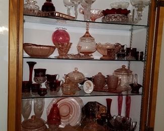 Ruby flashed (some souvenir, including a small Grand Haven piece), Pink depression glass, etc.