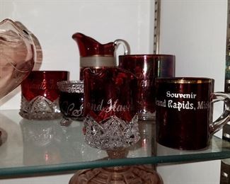 Grand Haven & Grand Rapids ruby flashed souvenirs from Ca. 1900