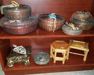 Sewing baskets, and trivets/stands