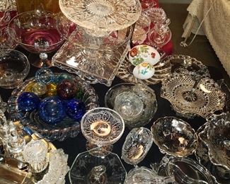 Assorted vintage glass