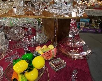 Glass & stone fruit, glass