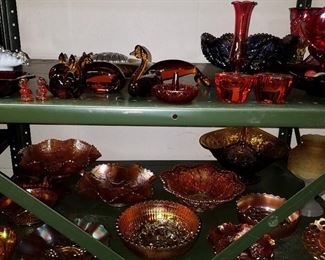 Amber, orange & carnival glass