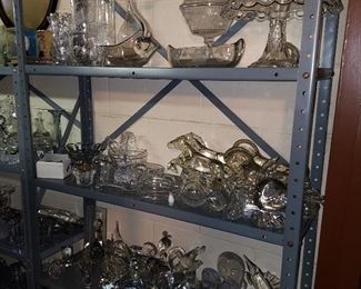 Glass figurines, serving pieces