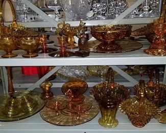 Amber glass, including Fenton, Depression, etc.