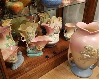Hull pottery. Note: Large floor vase has age hairlines mid-body on both sides :-(