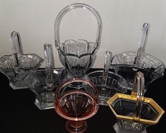 Heisey glass baskets, all signed
