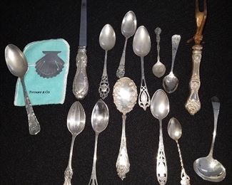 Sterling including two pieces by Tiffany & Co (spoon and bookmark)